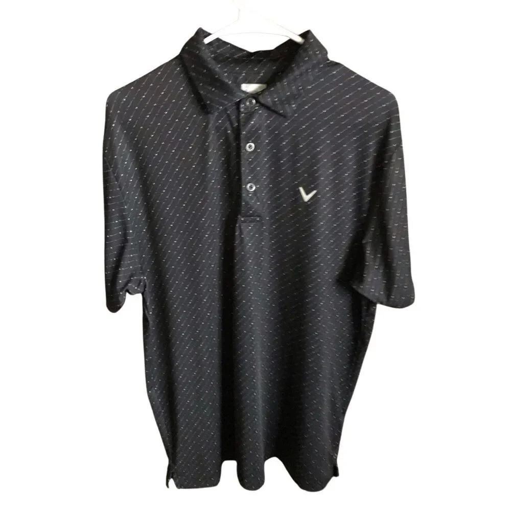 Callaway golf polo shirt opti dry Size Medium black golf club print short sl